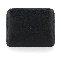 Black Card Holder with Orb Detail on the Front and Stud Embellishments on the Front in Leather Woman