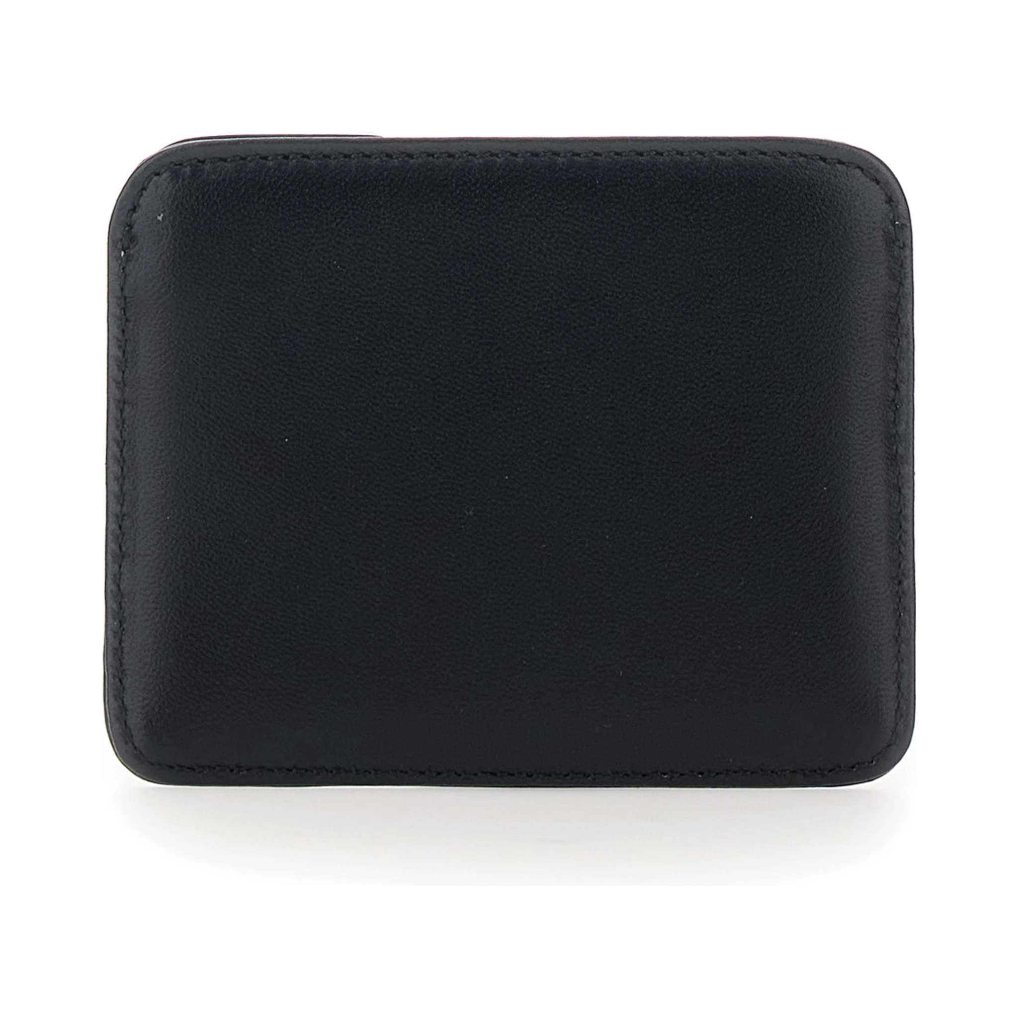 Black Card Holder with Orb Detail on the Front and Stud Embellishments on the Front in Leather Woman