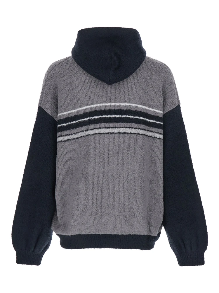 Grey Sweatshirt with Fixed Hood and Logo Lettering on the Front in Mixed Fabric Man alternative