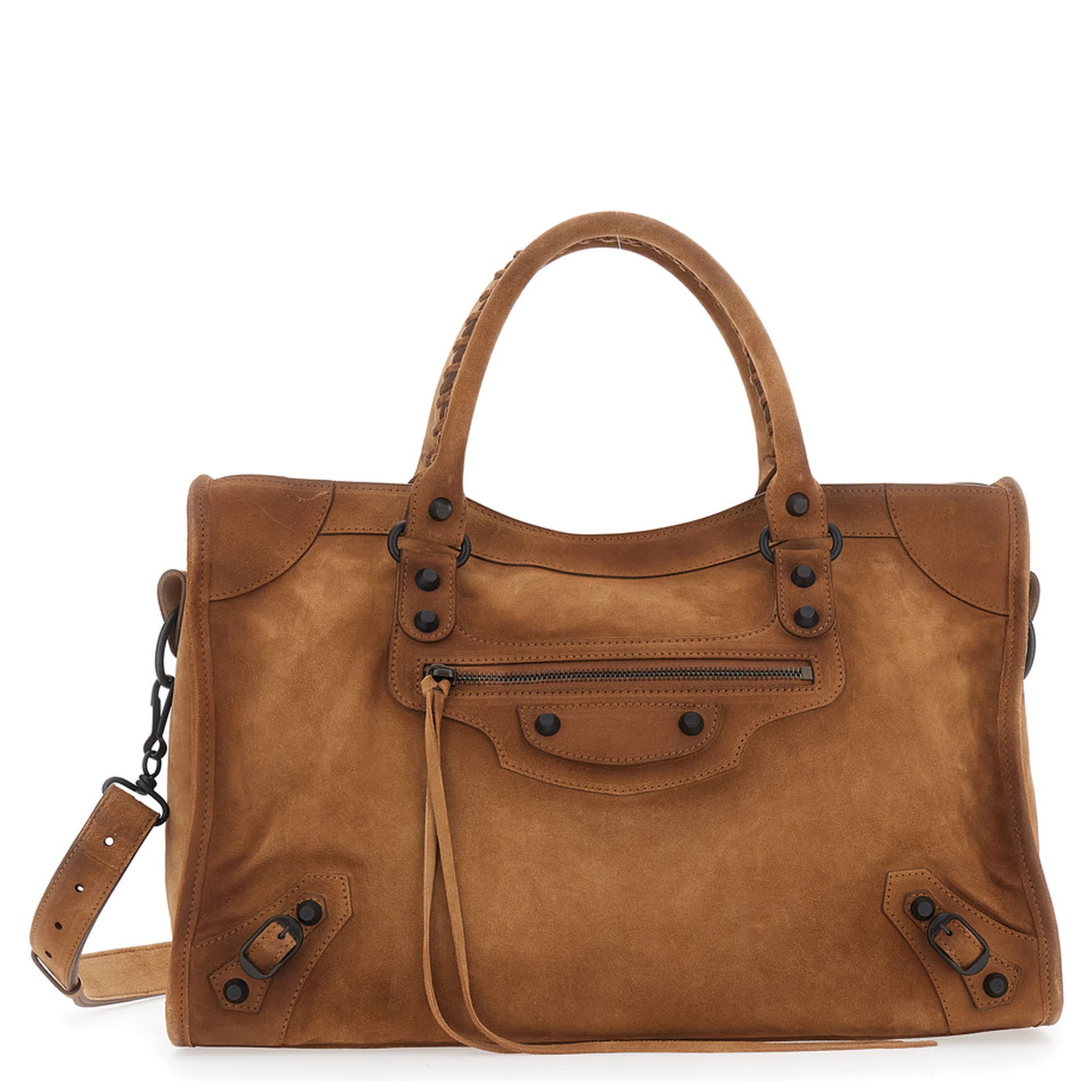 Le City Medium Beige Handbag with Stud and Faded Design in Suede Woman