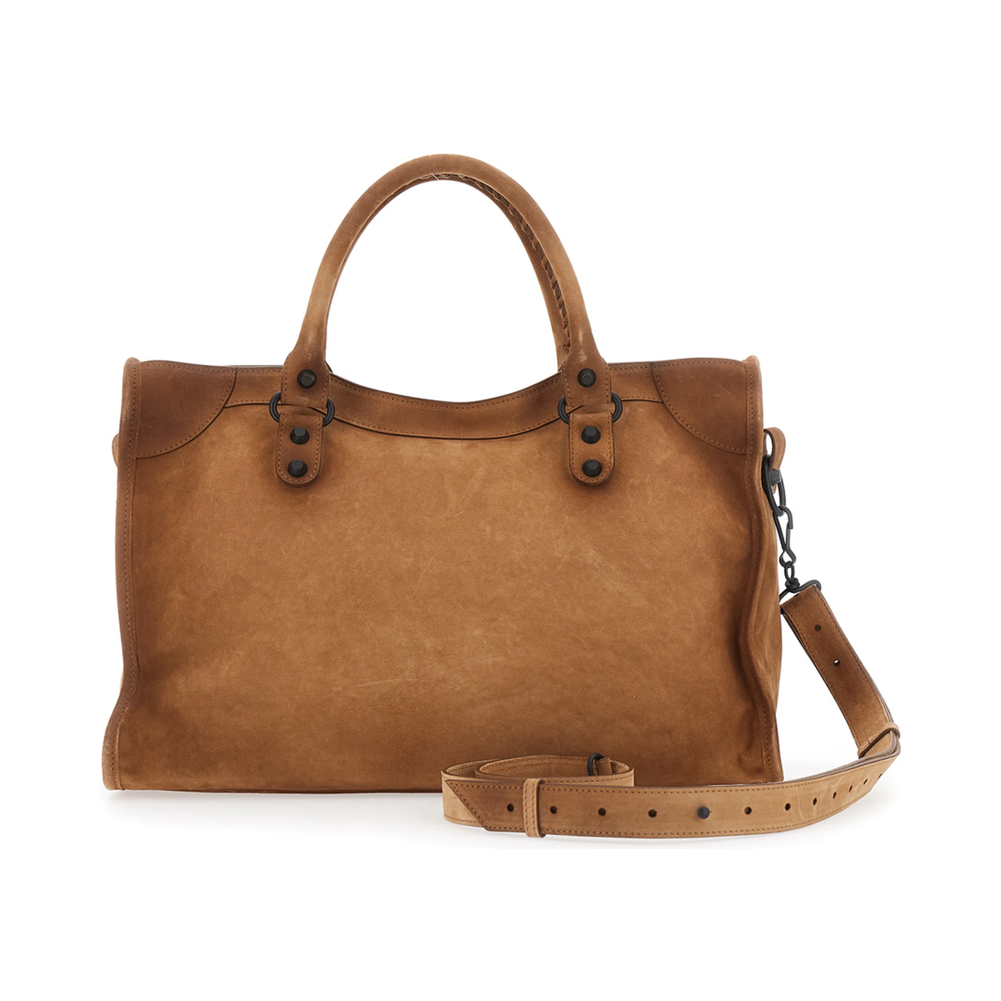 Le City Medium Beige Handbag with Stud and Faded Design in Suede Woman
