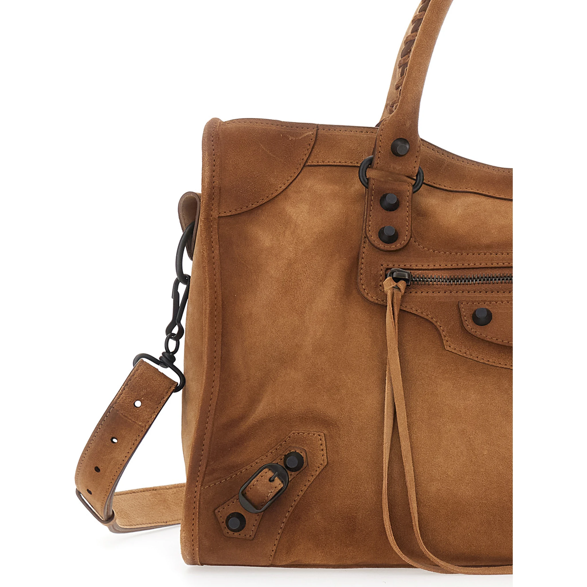 Le City Medium Beige Handbag with Stud and Faded Design in Suede Woman