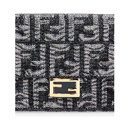 Blue Crossbody Bag with All-Over FF Motif and Metallic FF Plaque on the Front in Cotton Woman