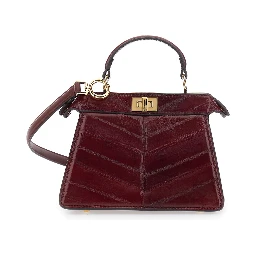 Peekaboo ISeeU Petite Bordeaux Handbag with Twist Lock Closure in Padded Leather Woman