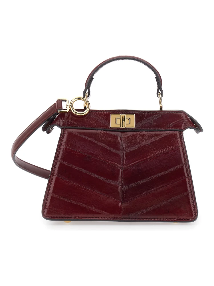 Peekaboo ISeeU Petite Bordeaux Handbag with Twist Lock Closure in Padded Leather Woman