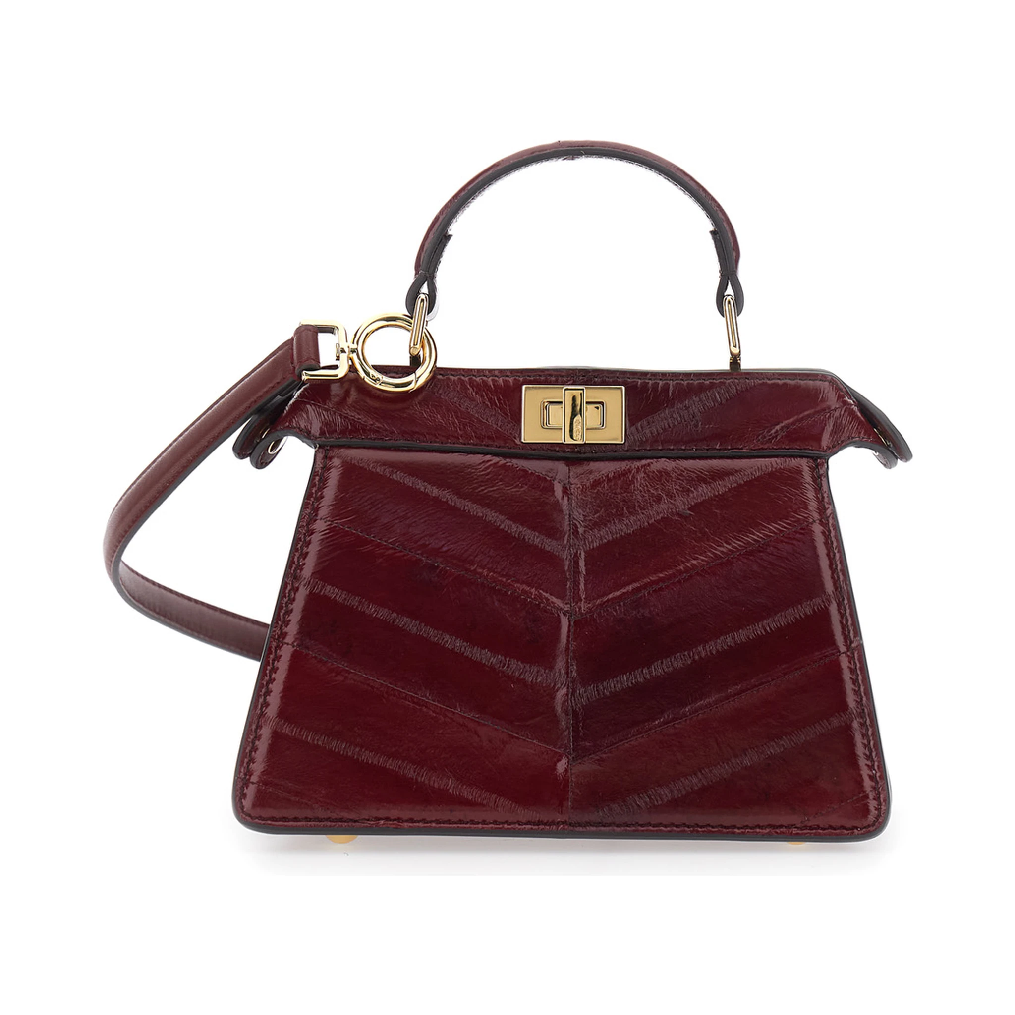 Peekaboo ISeeU Petite Bordeaux Handbag with Twist Lock Closure in Padded Leather Woman