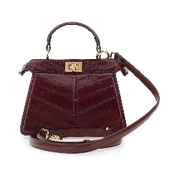 Peekaboo ISeeU Petite Bordeaux Handbag with Twist Lock Closure in Padded Leather Woman