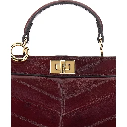 Peekaboo ISeeU Petite Bordeaux Handbag with Twist Lock Closure in Padded Leather Woman