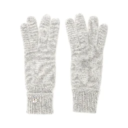 Blaire Grey Gloves with Logo Plaque Detail on the Front and Ribbed Details in Cashmere Woman