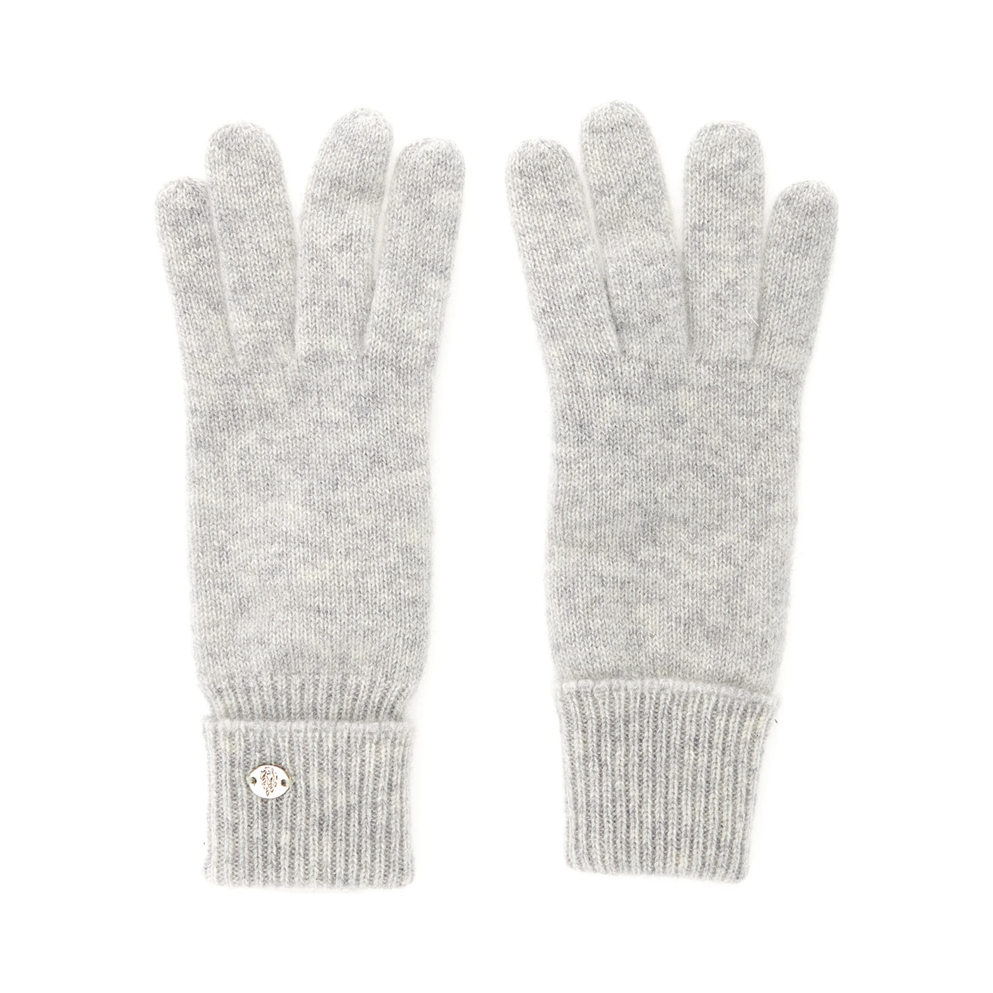 Blaire Grey Gloves with Logo Plaque Detail on the Front and Ribbed Details in Cashmere Woman