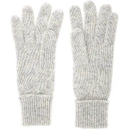 Blaire Grey Gloves with Logo Plaque Detail on the Front and Ribbed Details in Cashmere Woman