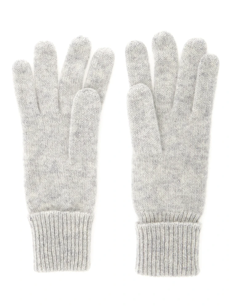 Blaire Grey Gloves with Logo Plaque Detail on the Front and Ribbed Details in Cashmere Woman alternative
