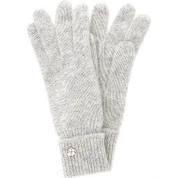 Blaire Grey Gloves with Logo Plaque Detail on the Front and Ribbed Details in Cashmere Woman
