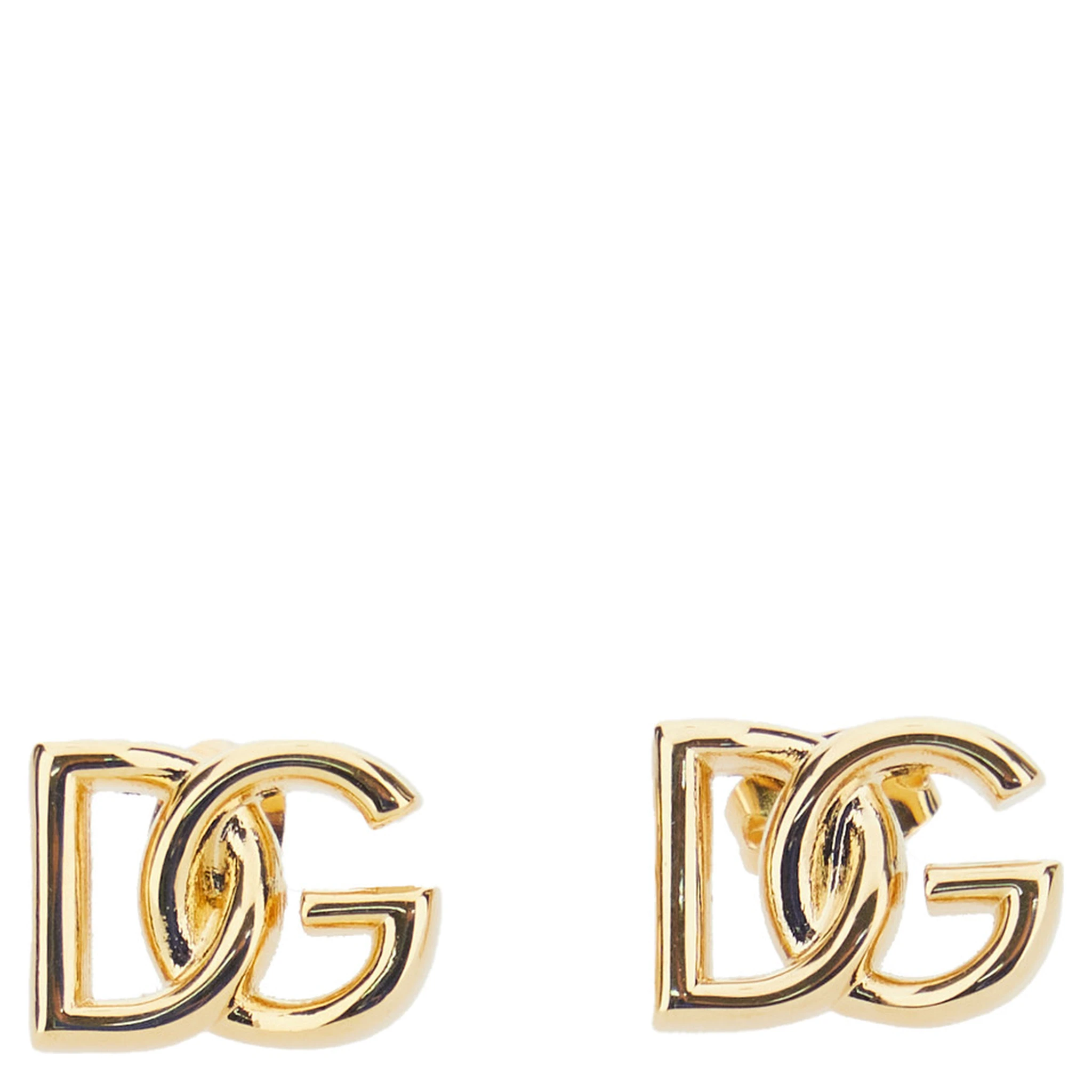 Gold-Colored Stud Earrings with Interlocking DG Motif in Bronze Woman