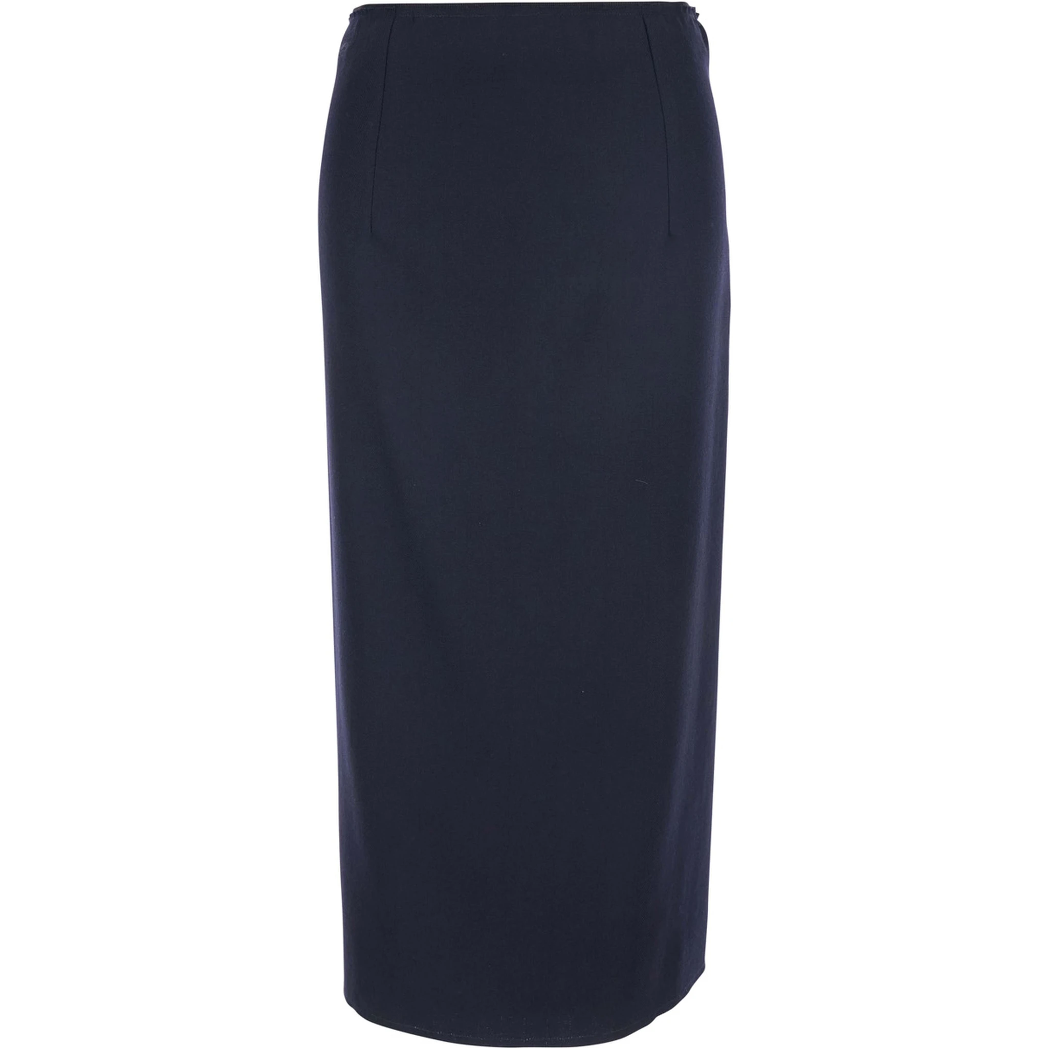 Blue Skirt with Rear Single Slit and Rear Zip Closure in Fabric Woman