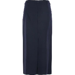 Blue Skirt with Rear Single Slit and Rear Zip Closure in Fabric Woman