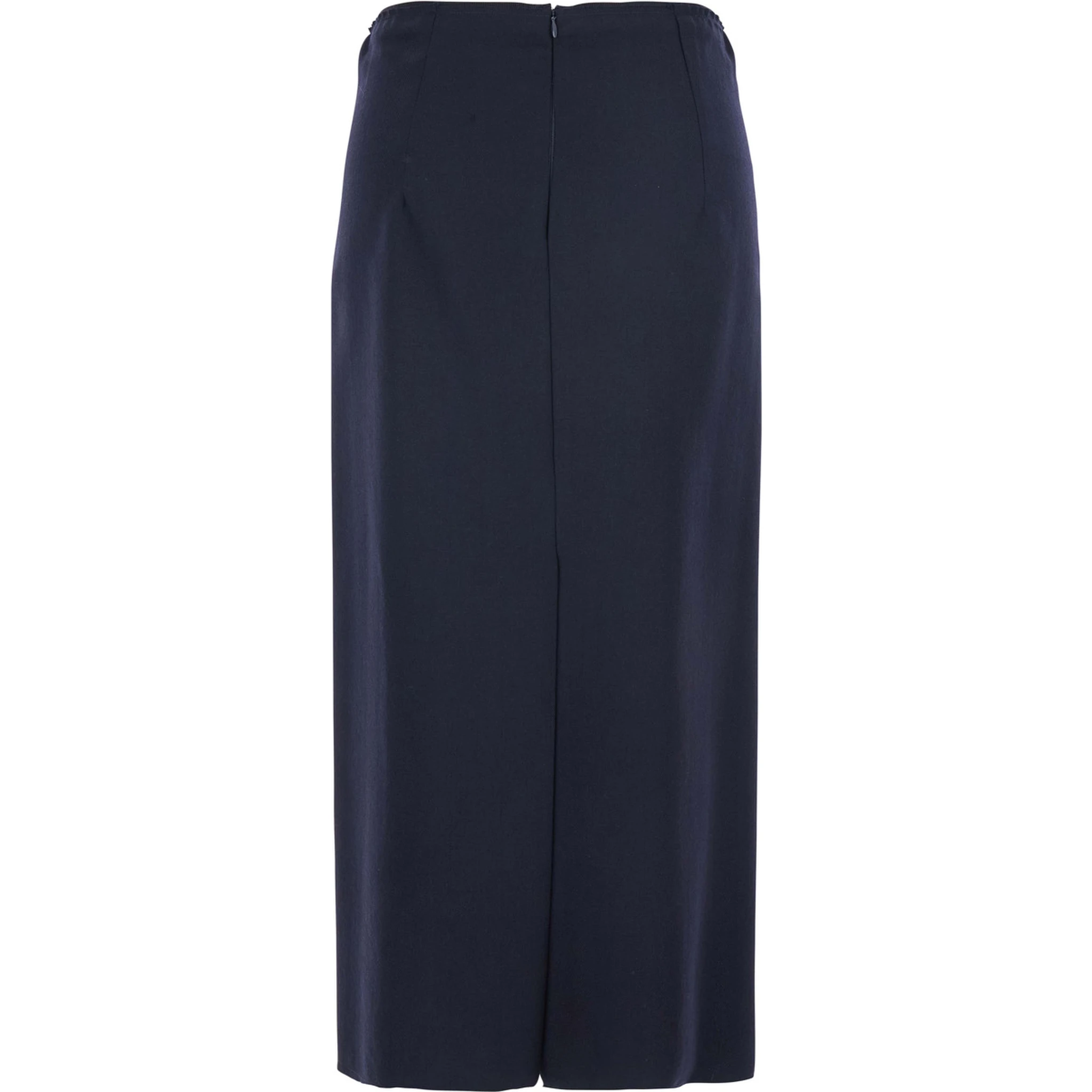 Blue Skirt with Rear Single Slit and Rear Zip Closure in Fabric Woman