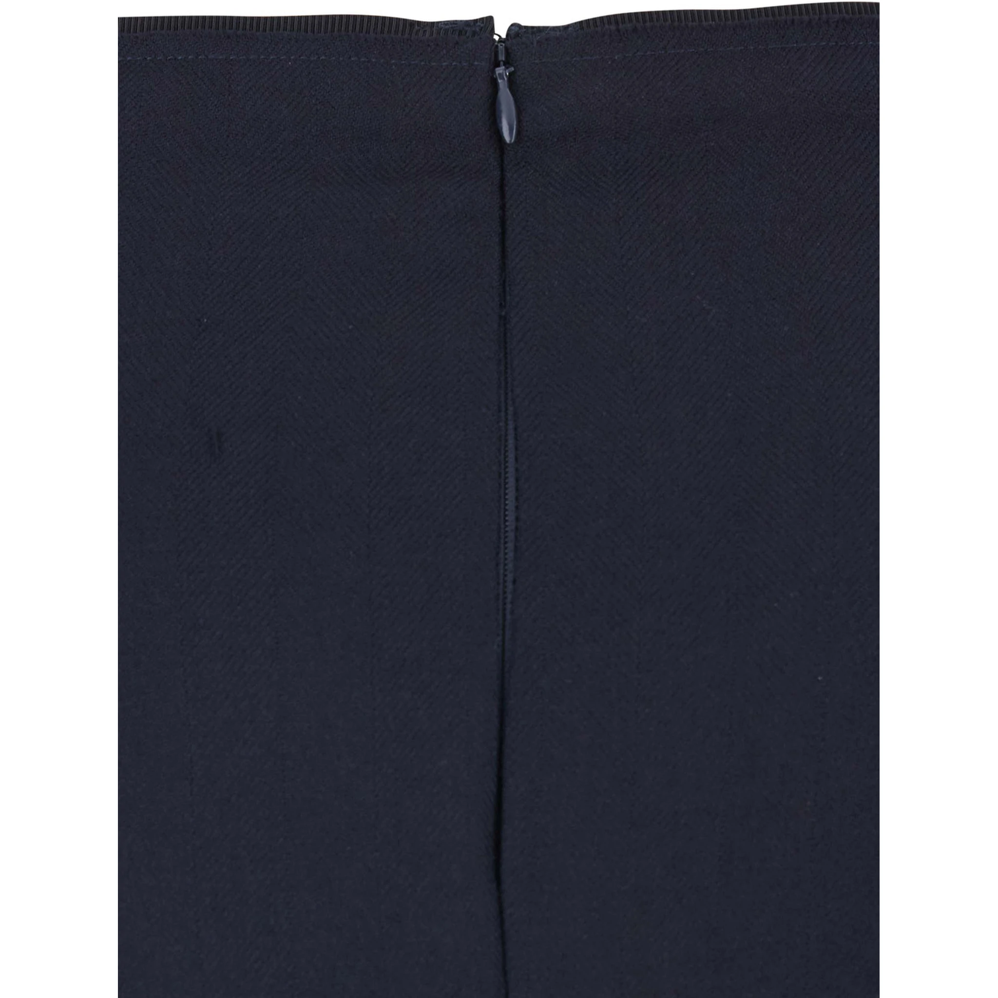 Blue Skirt with Rear Single Slit and Rear Zip Closure in Fabric Woman