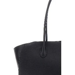 Marlo 14 Black Tote Bag with Two Top Handles and Top Zip Closure in Leather Woman