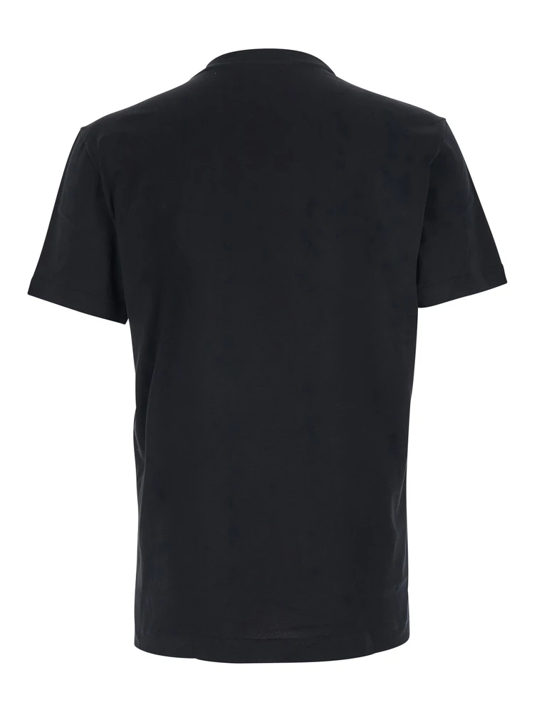 Black Crewneck T-Shirt with Logo Embroidery on the Front in Cotton Man alternative