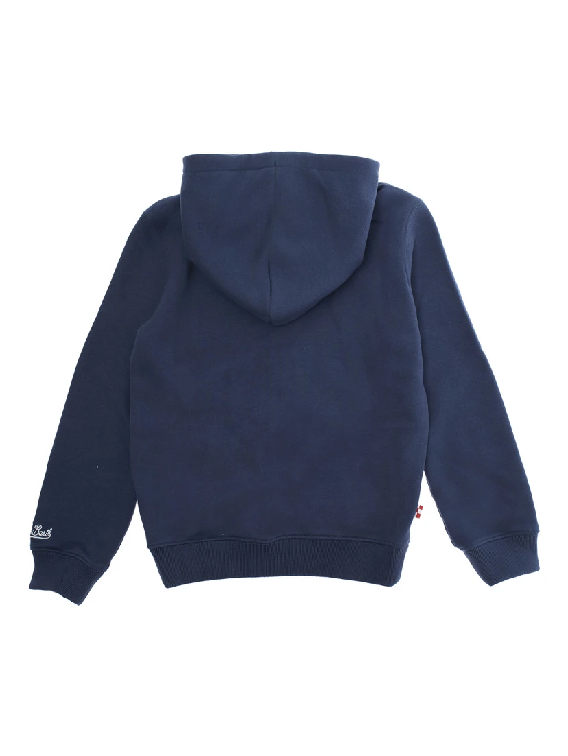 Toronto Blue Sweatshirt with Fixed Hood and Logo Embroidery on the Sleeve in Cotton Boy