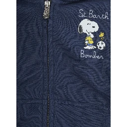 Toronto Blue Sweatshirt with Fixed Hood and Logo Embroidery on the Sleeve in Cotton Boy