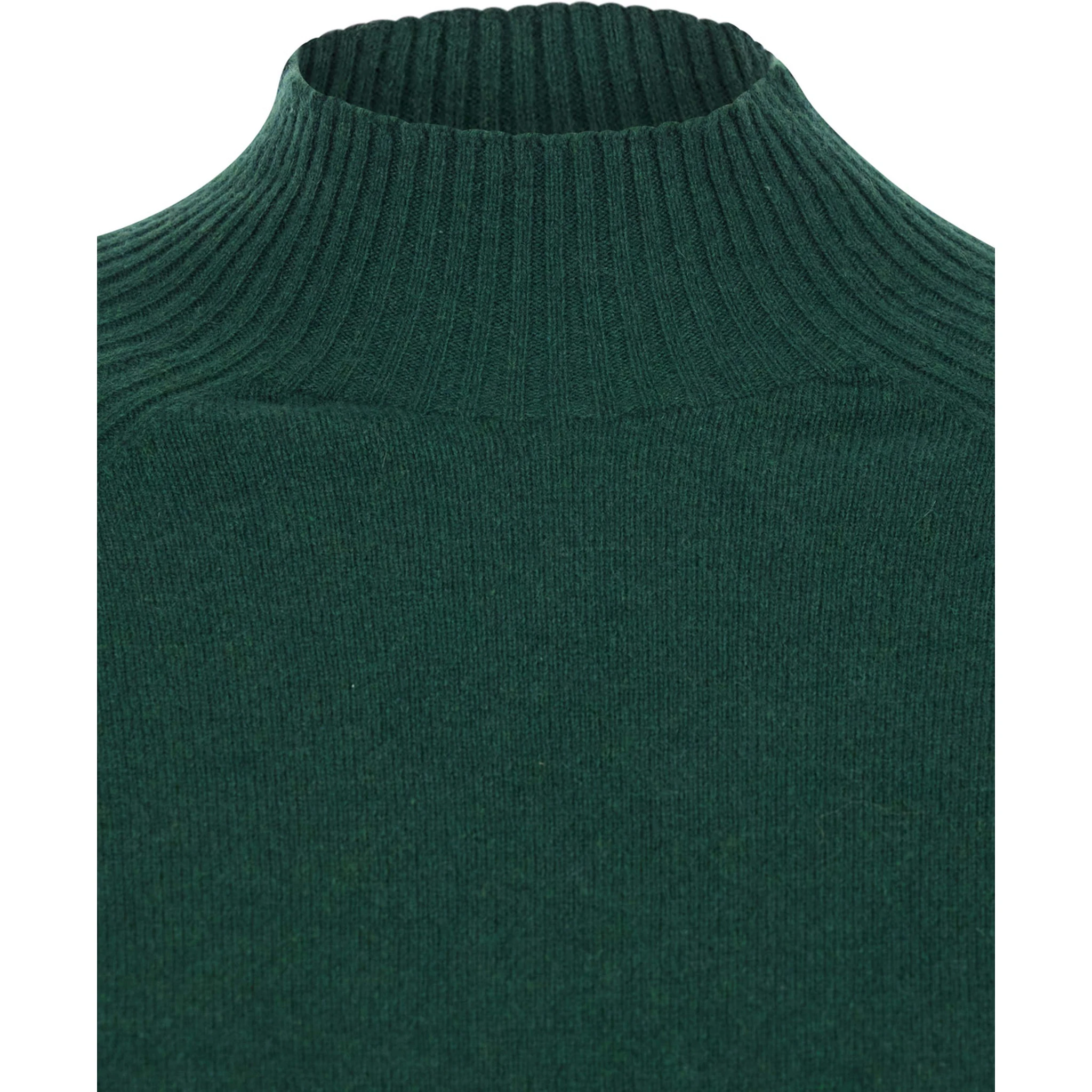 Green Turtleneck Sweater with Crop Design in Cashmere Woman