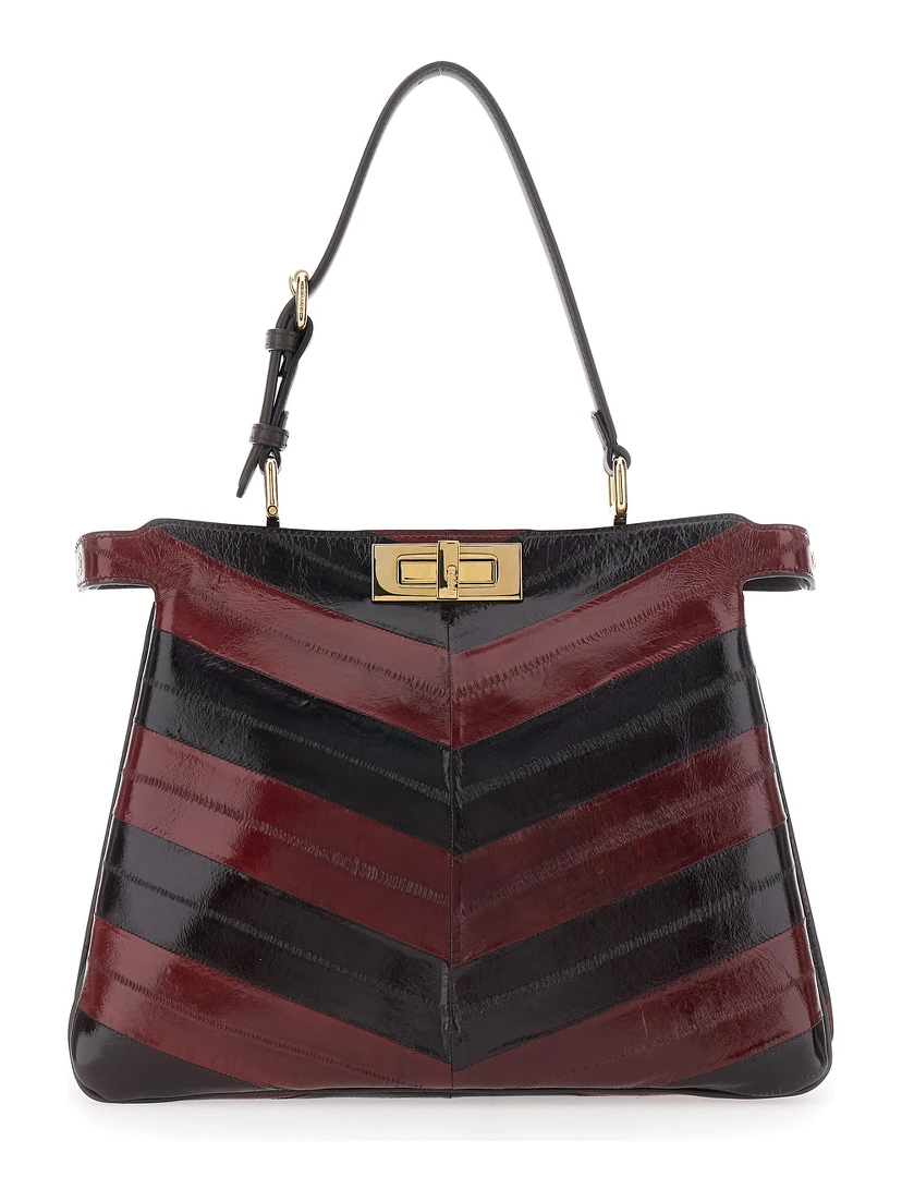 Pekaboo Soft Medium Bordeaux Handbag with Twist Lock in Patent Leather Woman