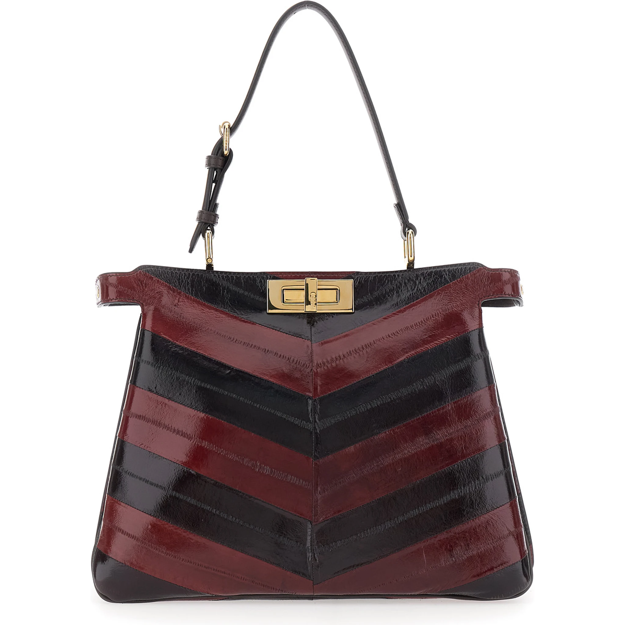 Pekaboo Soft Medium Bordeaux Handbag with Twist Lock in Patent Leather Woman