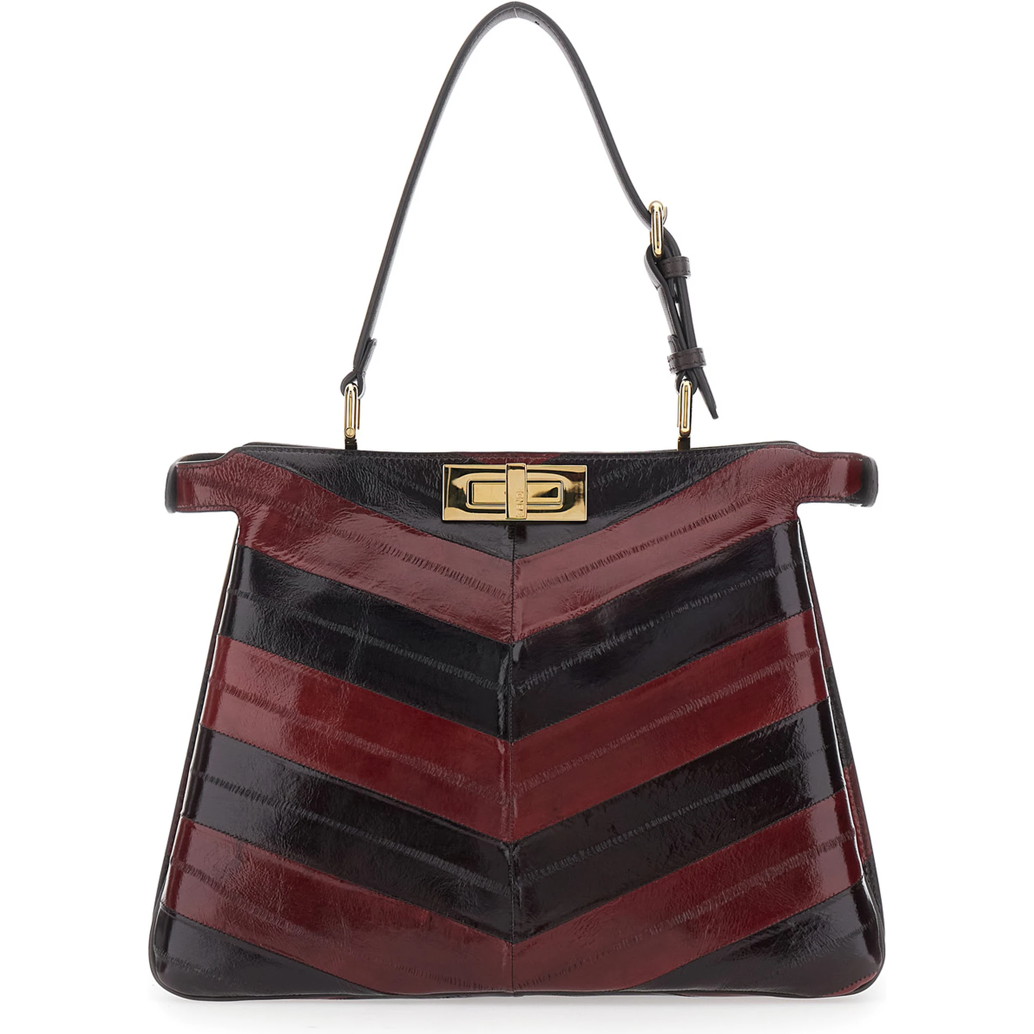 Pekaboo Soft Medium Bordeaux Handbag with Twist Lock in Patent Leather Woman