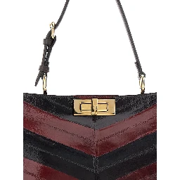 Pekaboo Soft Medium Bordeaux Handbag with Twist Lock in Patent Leather Woman