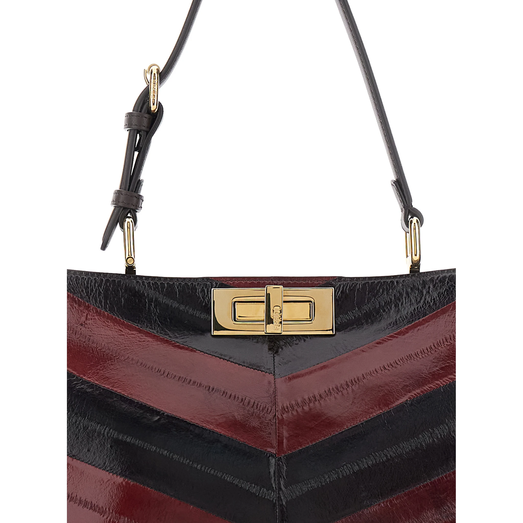 Pekaboo Soft Medium Bordeaux Handbag with Twist Lock in Patent Leather Woman