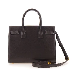 Sac De Jour Baby Brown Handbag with Logo Lettering on the Front in Leather Woman