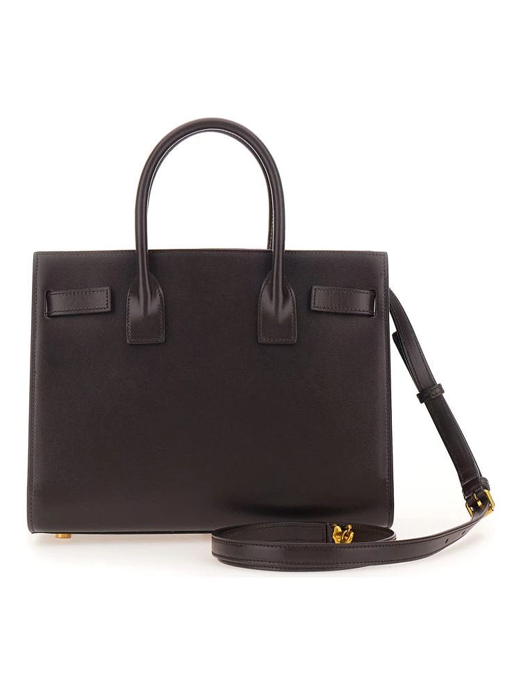 Sac De Jour Baby Brown Handbag with Logo Lettering on the Front in Leather Woman alternative