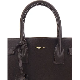 Sac De Jour Baby Brown Handbag with Logo Lettering on the Front in Leather Woman