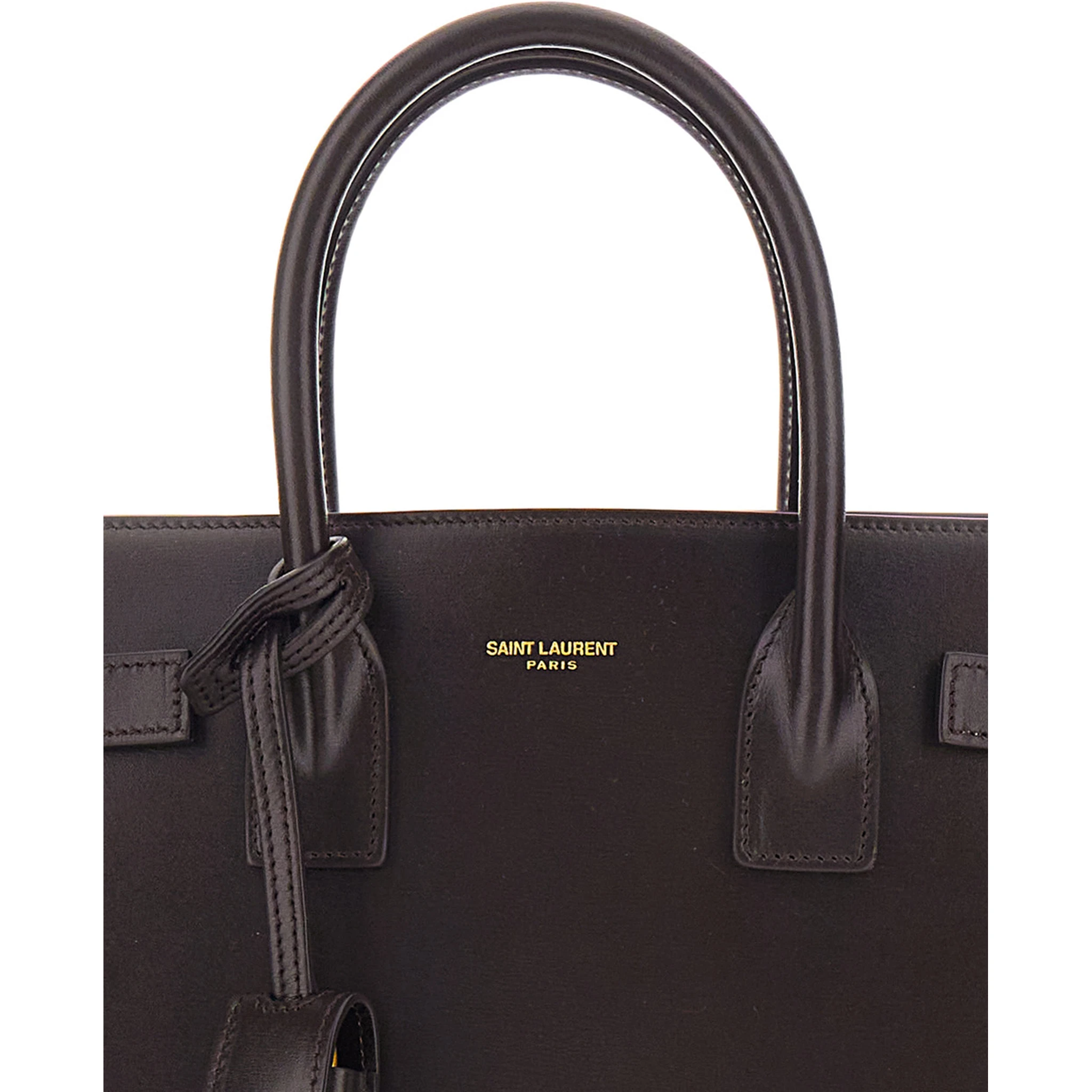 Sac De Jour Baby Brown Handbag with Logo Lettering on the Front in Leather Woman