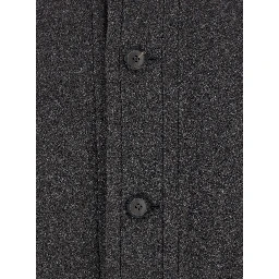 Grey Coat with High Collar in Wool and Cashmere Blend Man