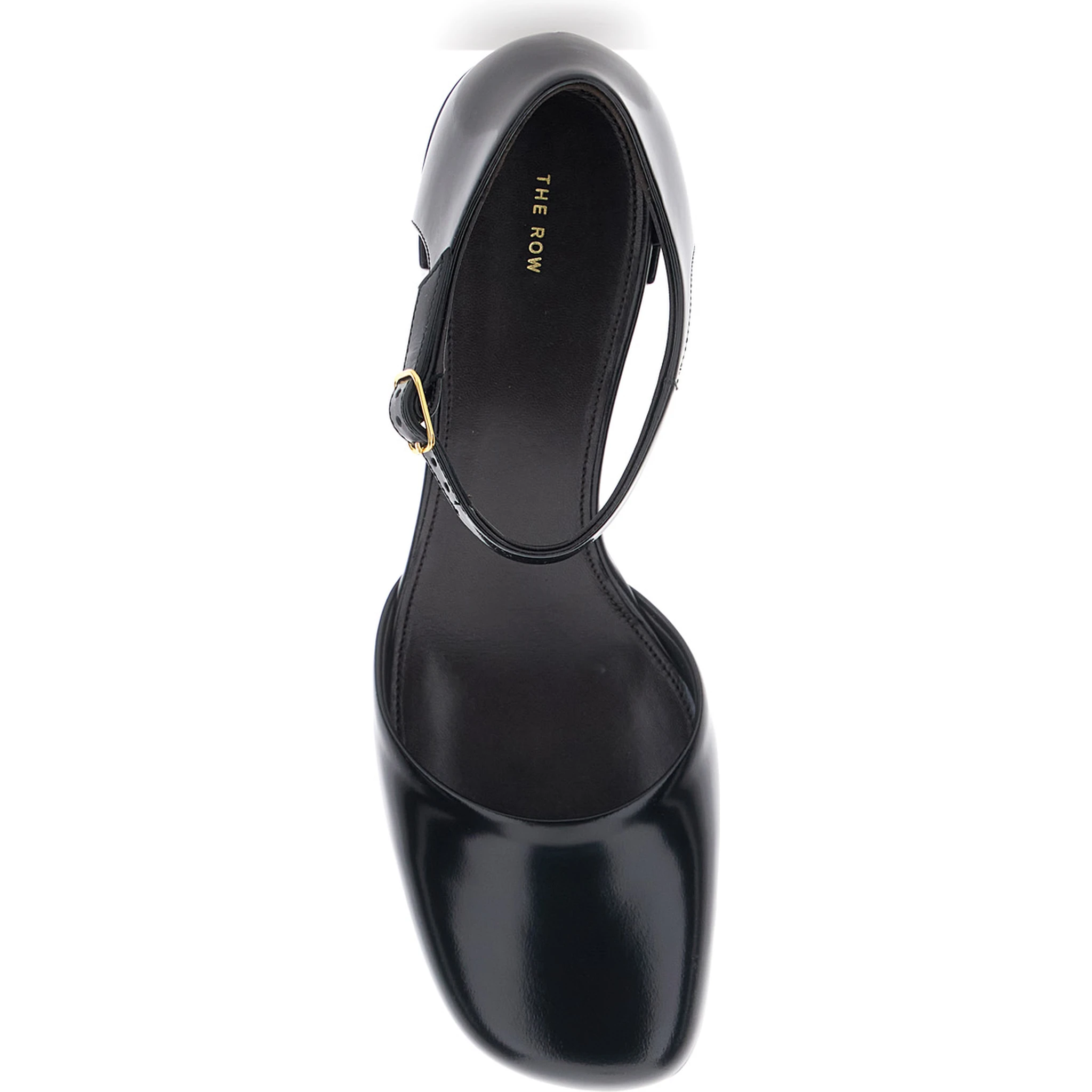 Penelope Black Pumps with Square Toe and Low Block Heel in Patent Leather Woman