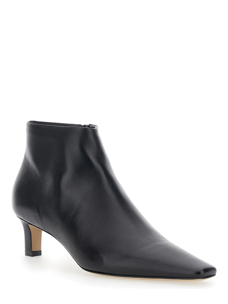 Carla Black Ankle Boots with Pointed Toe in Leather Woman alternative