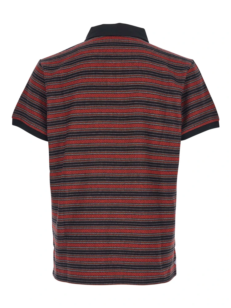 Multicolor Polo Shirt with Orb Decoration on the Chest and All-Over Stripes Motif in Cotton Man alternative