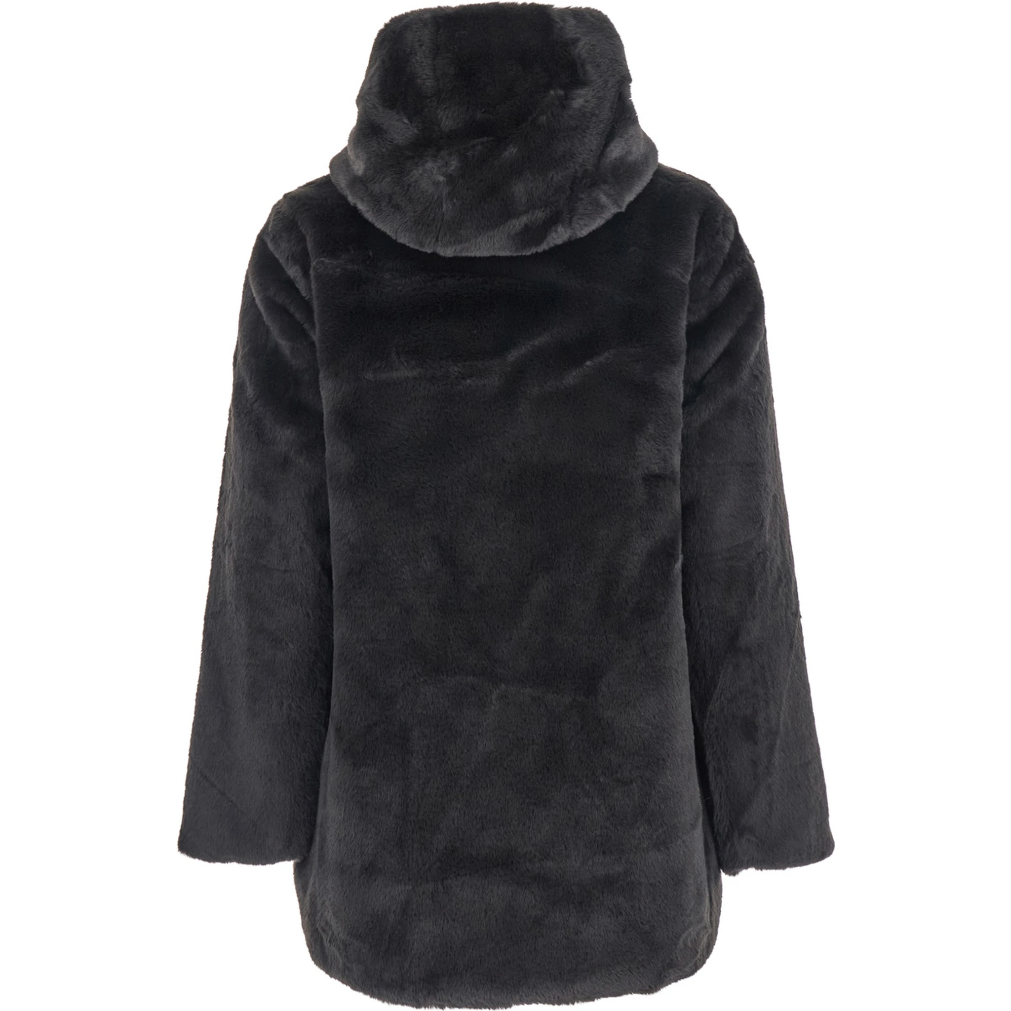 Bridget Black Reversible Jacket with Front Zip Closure in Ecofur Woman