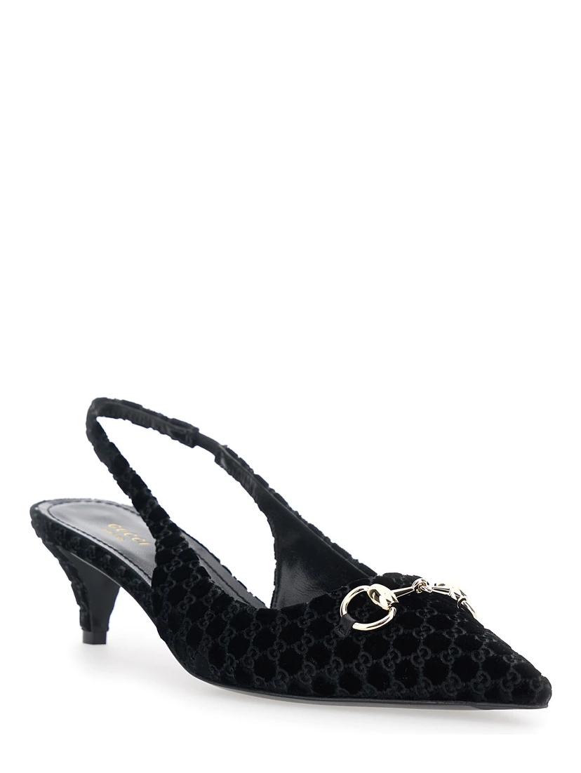 Erin Black Décolleté with Clamp on the Front in Velvet Woman