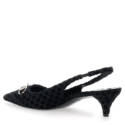 Erin Black Décolleté with Clamp on the Front in Velvet Woman