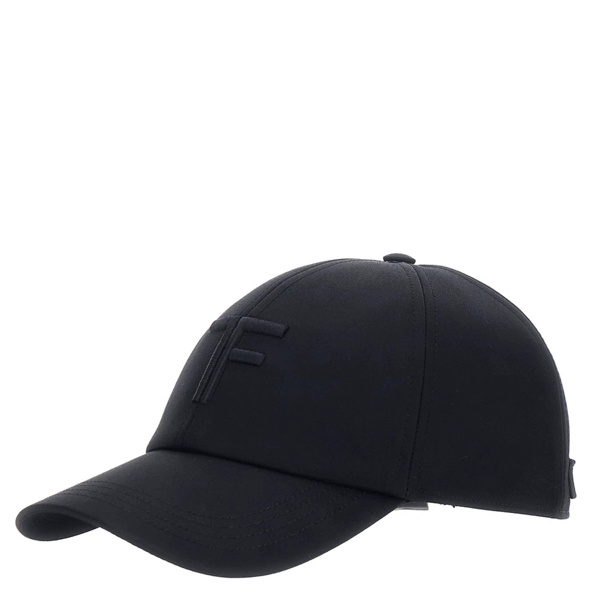 Black Baseball Cap with TF Logo Embroidery in Cotton Man