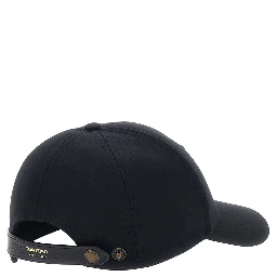 Black Baseball Cap with TF Logo Embroidery in Cotton Man