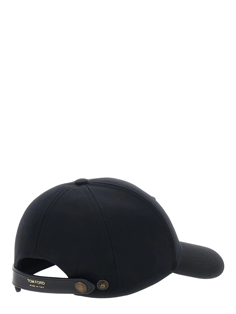 Black Baseball Cap with TF Logo Embroidery in Cotton Man
