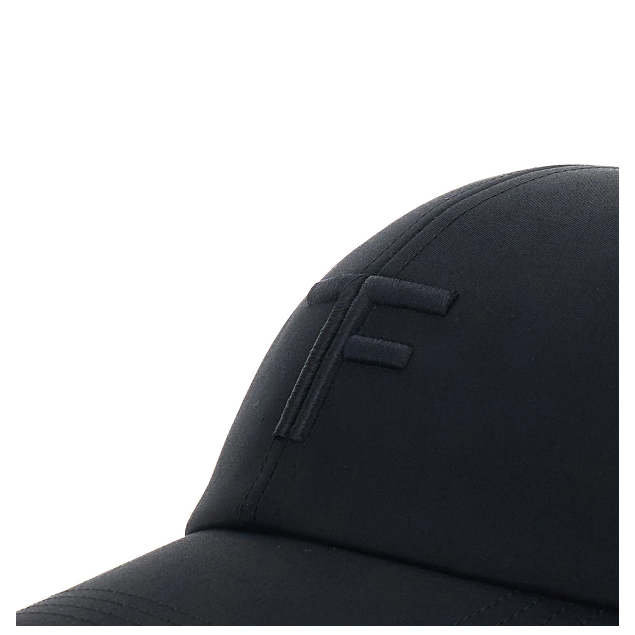 Black Baseball Cap with TF Logo Embroidery in Cotton Man