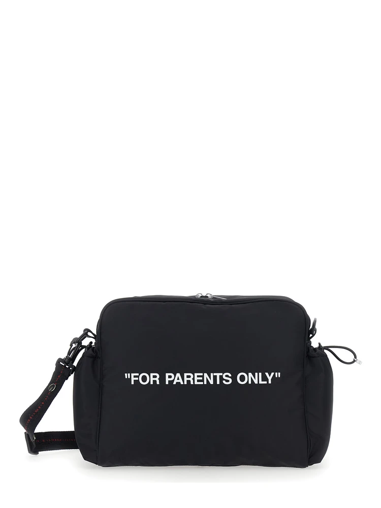 Black Shoulder Bag with Print on the Front and Logo on the Back in Fabric Boy