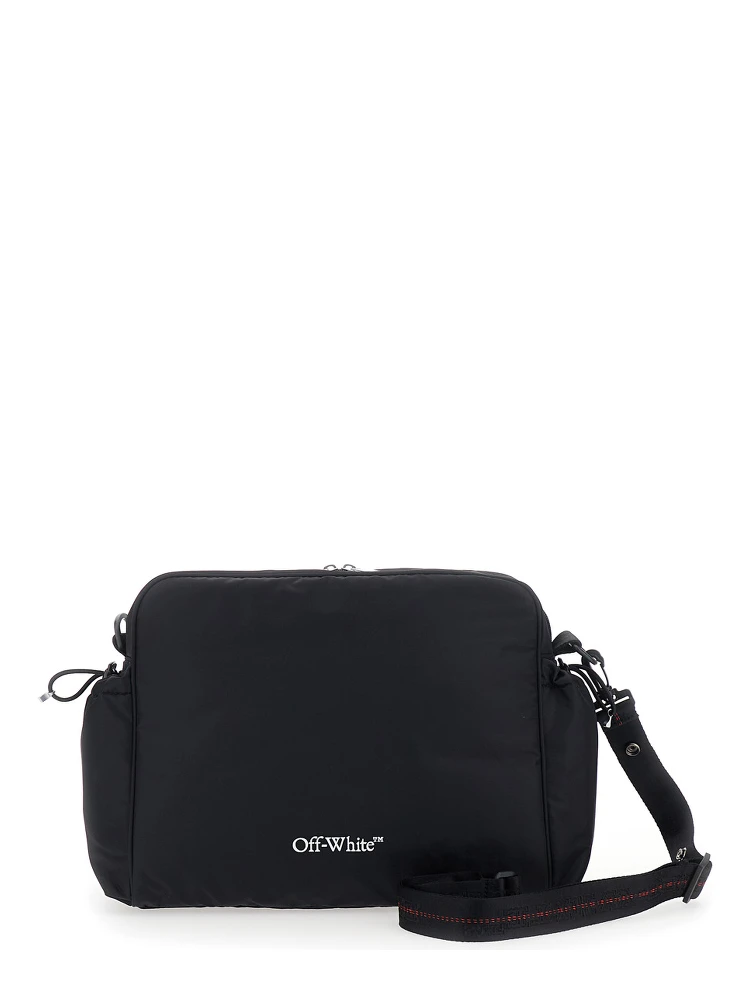 Black Shoulder Bag with Print on the Front and Logo on the Back in Fabric Boy alternative