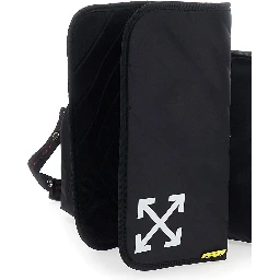 Black Shoulder Bag with Print on the Front and Logo on the Back in Fabric Boy
